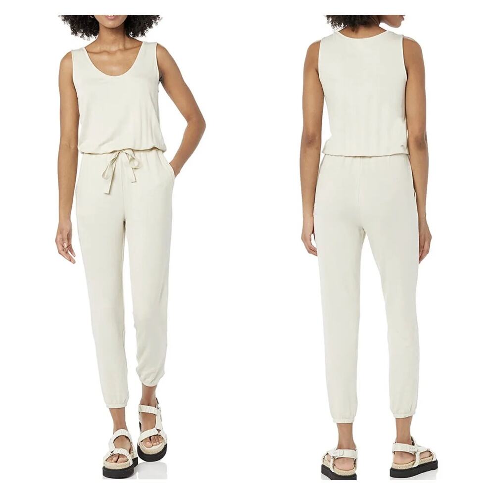 DAILY RITUAL Super Soft Jumpsuit Womens XXL Sand Cream Sleeveless Drawstring NWT